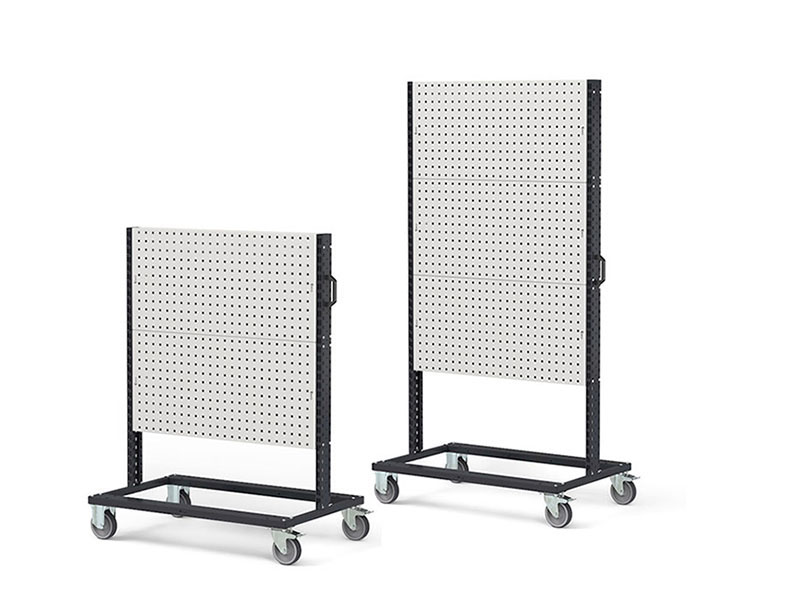 Bin Cart met 2-zijdig 2 of 3 perfo panelen boven elkaar 1067mmBx668mmDx1357/1965mmH BINCART1008/09 0